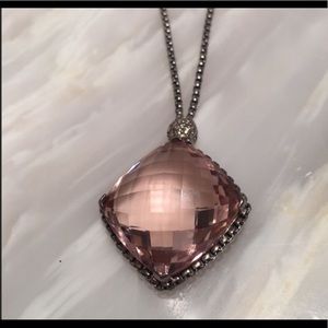 David Yurman OnPoint necklace w/Morganite&Diamonds